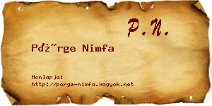 Pörge Nimfa névjegykártya